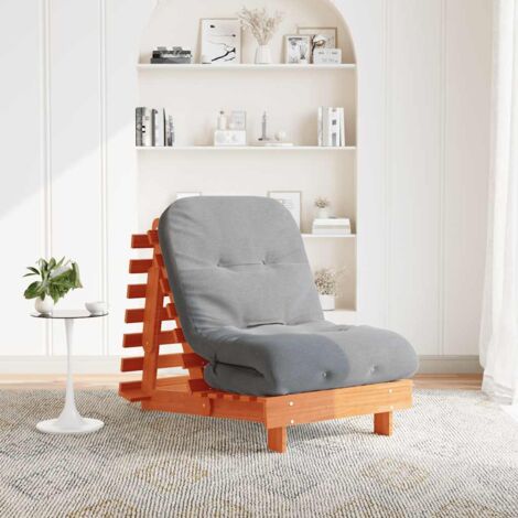Futon Sofa Bed with Mattress Wax Brown 70x206x11 cm Solid Wood Pine vidaXL