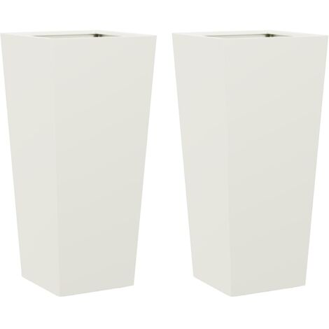 Garden Planters White 2 pcs 35x35x75 cm Steel vidaXL
