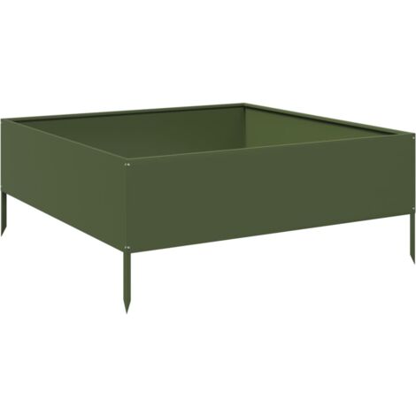 Garden Raised Bed Olive green 100x100x25 cm Steel vidaXL
