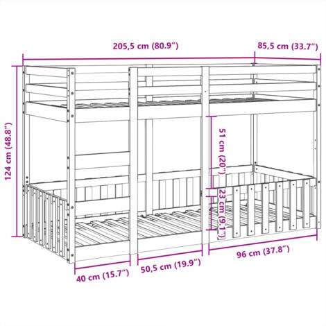 Bunk Bed 80x200 cm Solid Wood Pine vidaXL