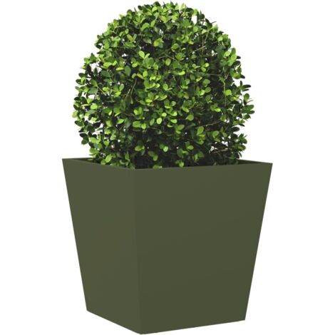 Garden Planter Olive Green 40x40x40 cm Steel vidaXL