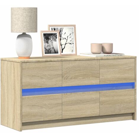 TV Cabinet with LED Sonoma Oak 100x34x50 cm Engineered Wood vidaXL (1/5)