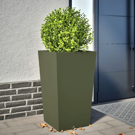 Garden Planter Olive Green 45x45x75 cm Steel vidaXL