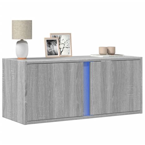 TV Wall Cabinet with LED Lights Grey Sonoma 80x31x35 cm vidaXL (1/5)