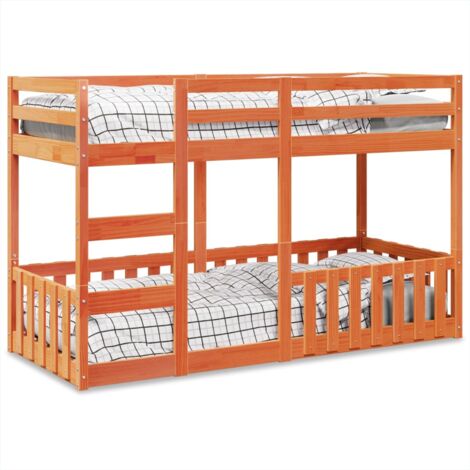 Bunk Bed Wax Brown 75x190 cm Solid Wood Pine vidaXL