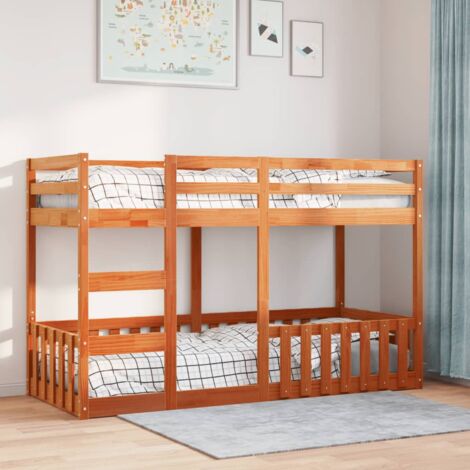 Bunk Bed Wax Brown 75x190 cm Solid Wood Pine vidaXL
