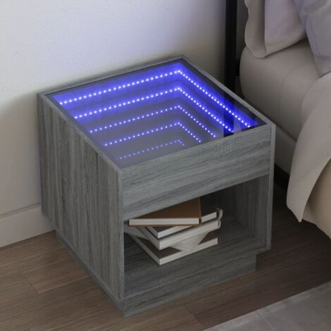 Bedside Table with Infinity LED Grey Sonoma 50x50x50 cm vidaXL