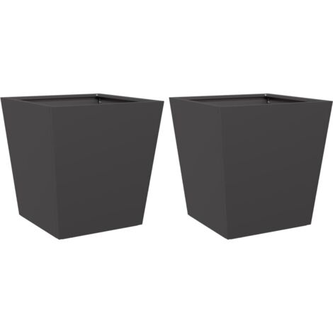 Garden Planters Black 2 pcs 40x40x40 cm Steel vidaXL