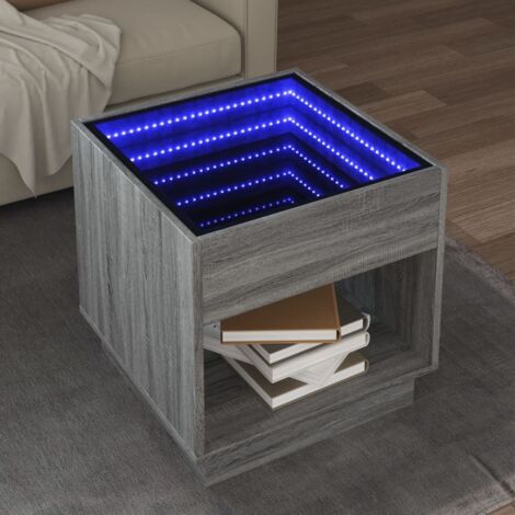 Coffee Table with Infinity LED Grey Sonoma 50x50x50 cm vidaXL