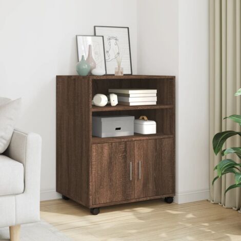 Rolling Cabinet Brown Oak 60x48x81 cm Engineered Wood vidaXL