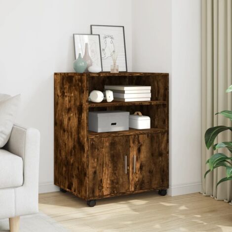 Rolling Cabinet Smoked Oak 60x48x81 cm Engineered Wood vidaXL (1/5)