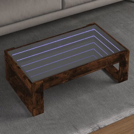Coffee Table with Infinity LED Smoked Oak 90x53x30 cm vidaXL