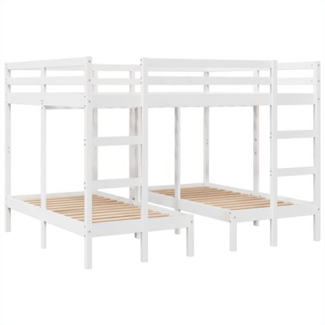 Triple Bunk Bed Frame White 160x200/80x160 cm Solid Wood Pine vidaXL