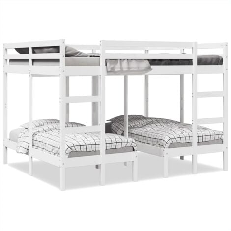 Triple Bunk Bed Frame White 160x200/80x160 cm Solid Wood Pine vidaXL