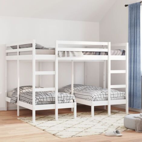 Triple Bunk Bed Frame White 160x200/80x160 cm Solid Wood Pine vidaXL