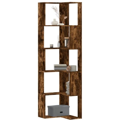 Corner Bookcase 5-Tier Smoked Oak 50x50x179 cm Engineered Wood vidaXL (1/5)