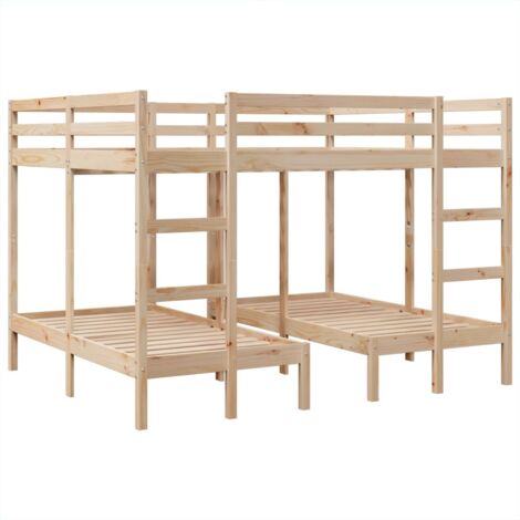 Triple Bunk Bed Frame 160x200/80x160 cm Solid Wood Pine vidaXL