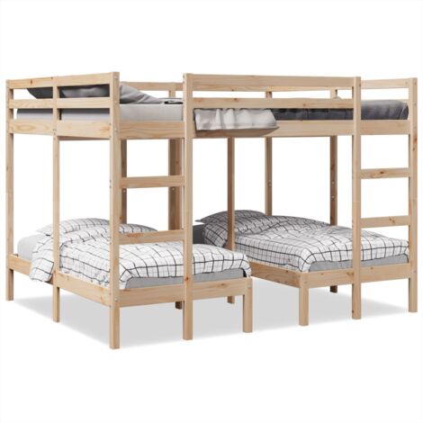 Triple Bunk Bed Frame 160x200/80x160 cm Solid Wood Pine vidaXL