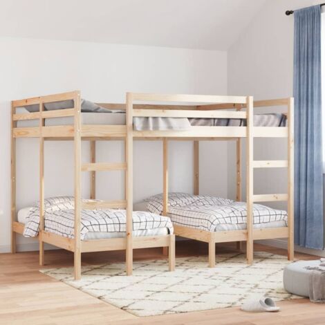 Triple Bunk Bed Frame 160x200/80x160 cm Solid Wood Pine vidaXL