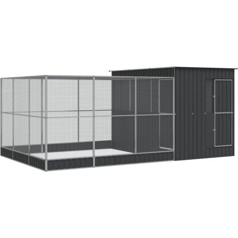 Aviary with Extension Silver 497x303x216 cm Steel vidaXL