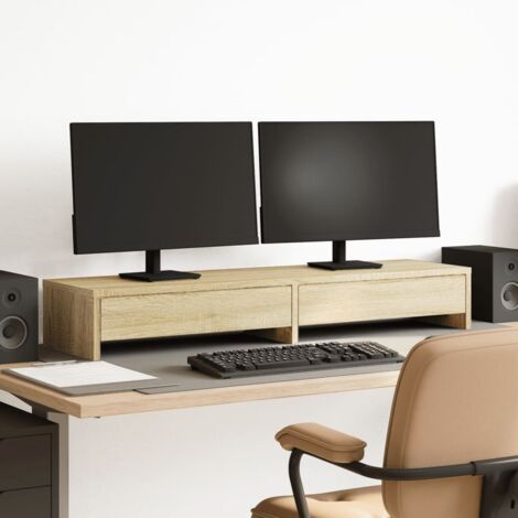 Monitor Stand with Drawers Sonoma Oak 100x27x15 cm Engineered Wood vidaXL