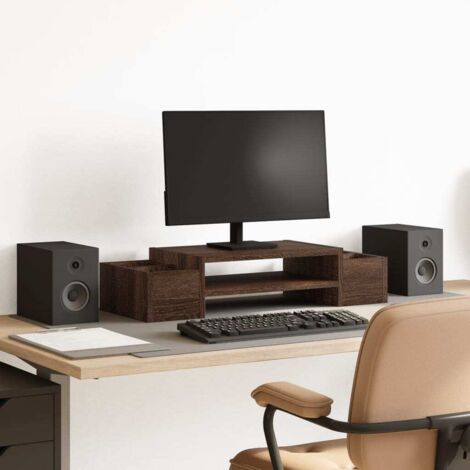 Monitor Stand with Storage Brown Oak 70x27x15 cm Engineered Wood vidaXL