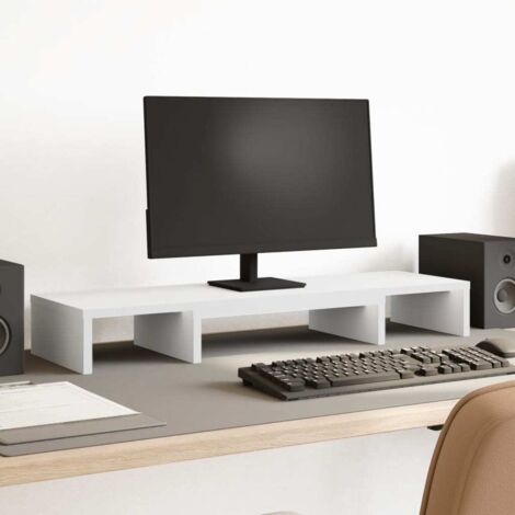 Monitor Stand Riser Adjustable White 80x24x10.5 cm Engineered Wood vidaXL