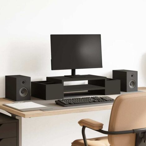 Monitor Stand with Storage Black 70x27x15 cm Engineered Wood vidaXL