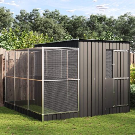 Aviary with Extension Silver 290x303x216 cm Steel vidaXL