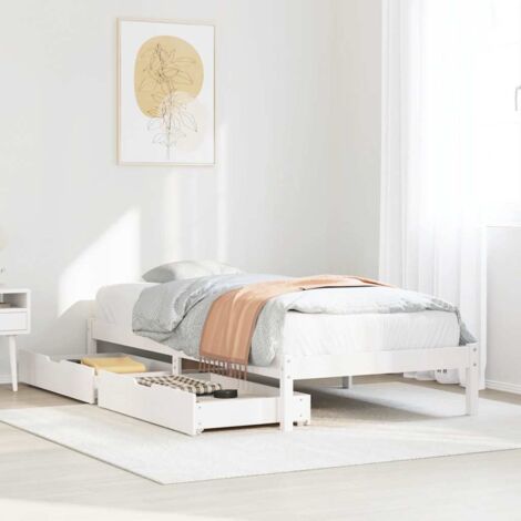 Bed Frame without Mattress White 90x200 cm Solid Wood Pine vidaXL (1/5)
