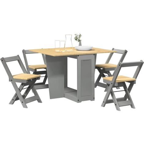 5 Piece Butterfly Dining Set Corona Foldable Grey Pinewood vidaXL