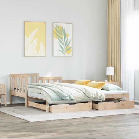 Daybed with Trundle and Drawers without Mattress 90x190 cm Single vidaXL
