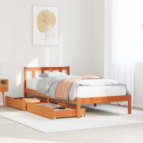 Bed Frame without Mattress Wax Brown 75x190 cm Small Single Solid Wood Pine vidaXL (1/5)