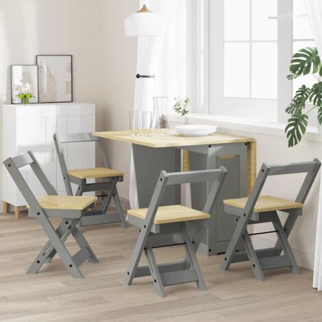 Dining Chairs Foldable 4 pcs Corona Grey Solid Wood Pine vidaXL