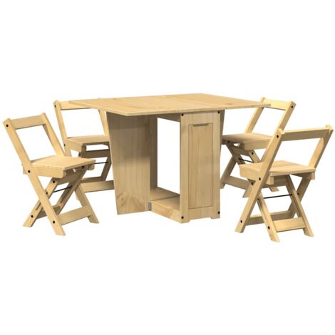 5 Piece Butterfly Dining Set Corona Foldable Wax Brown Pinewood vidaXL