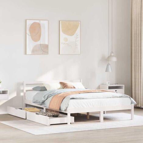 Bed Frame without Mattress White 160x200 cm Solid Wood Pine vidaXL