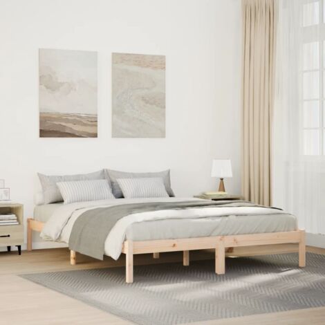 Extra Long Bed Frame without Mattress 140x210 cm Solid Wood Pine vidaXL (1/5)