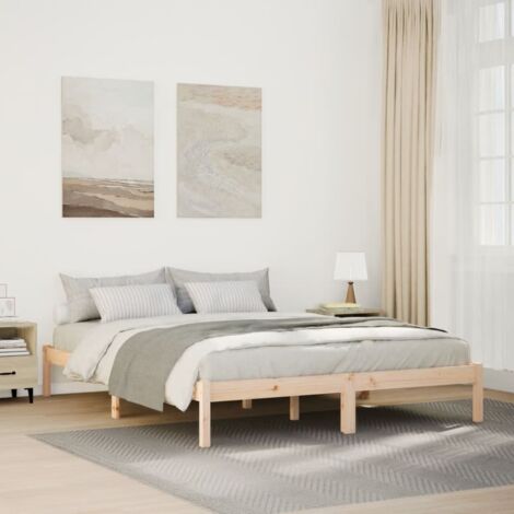 Extra Long Bed Frame without Mattress 160x220 cm Solid Wood Pine vidaXL (1/5)