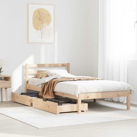 Bed Frame without Mattress 75x190 cm Small Single Solid Wood Pine vidaXL (1/5)