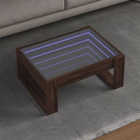 Coffee Table with Infinity LED Brown Oak 70x53x30 cm vidaXL