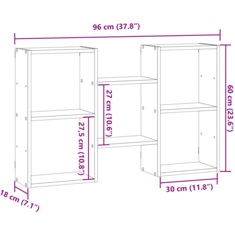Wall Shelf White 96x18x60 cm Engineered Wood vidaXL