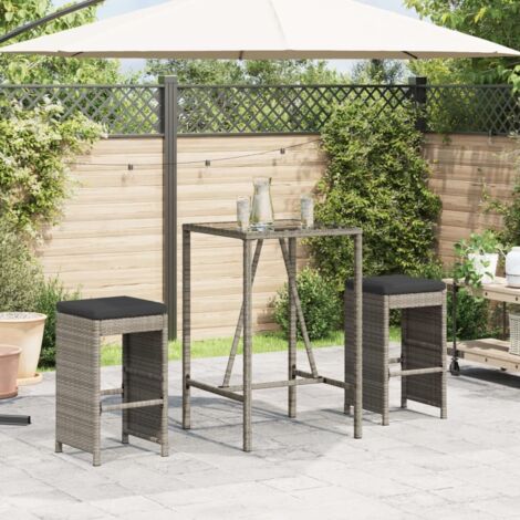 Garden Bar Stool Set of 2 Grey PE Rattan 40 x 40 x 76 cm vidaXL