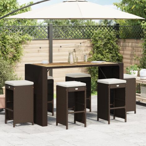 Garden Bar Stool  Set of 6  Brown  PE rattan  Standard vidaXL