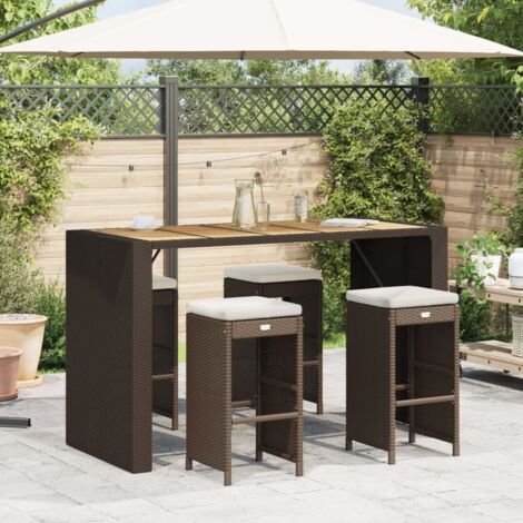 Garden Bar Stool  Set of 4  Brown, Cream white vidaXL