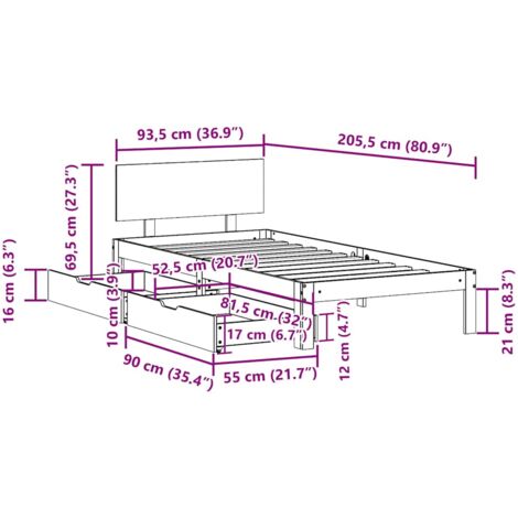 Bed Frame with Drawers without Mattress 90x200 cm vidaXL