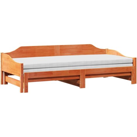 Daybed with Trundle without Mattress Wax Brown 90x190 cm Single Solid Wood vidaXL