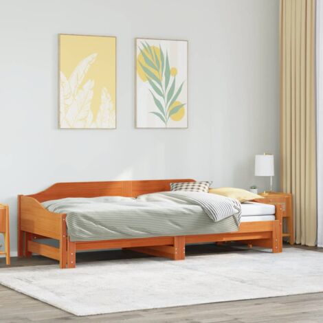 Daybed with Trundle without Mattress Wax Brown 90x190 cm Single Solid Wood vidaXL