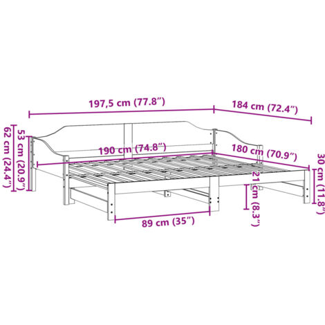 Daybed with Trundle without Mattress Wax Brown 90x190 cm Single Solid Wood vidaXL