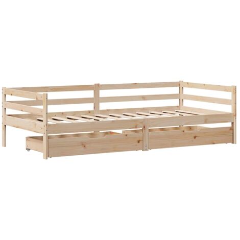 Daybed with Drawers without Mattress 90x200 cm Solid Wood vidaXL
