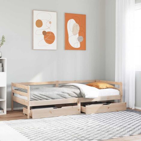 Daybed with Drawers without Mattress 90x200 cm Solid Wood vidaXL